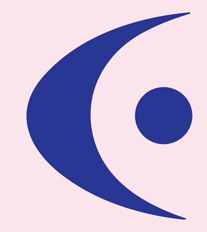Crescent Circle Chip Logo #fce4ec/#283593