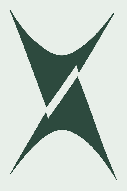 Hourglass Lightning Bolt Logo #e8efe9/#2d4a3e