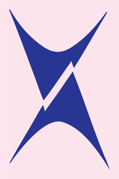 Hourglass Lightning Bolt Logo #fce4ec/#283593
