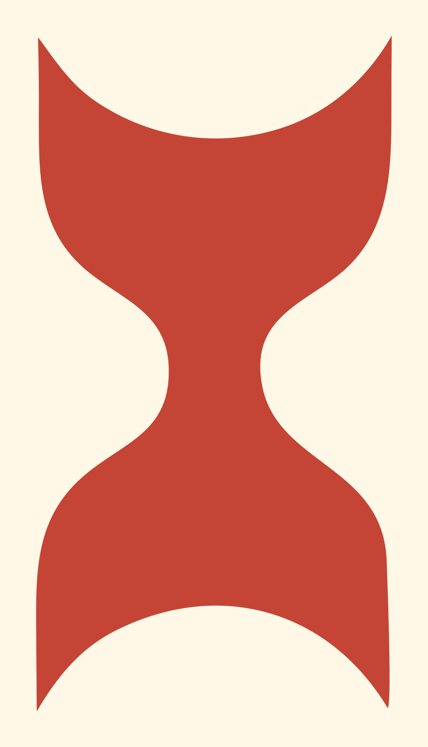 Curved Waist Hourglass Logo #fff8e7/#c44536
