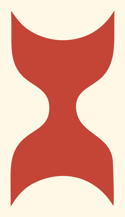 Curved Waist Hourglass Logo #fff8e7/#c44536
