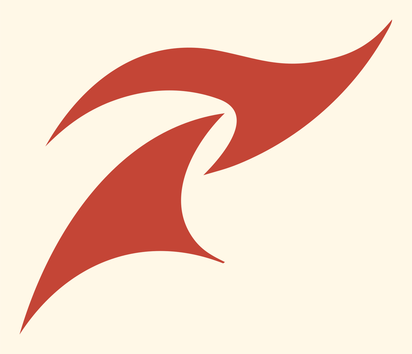 Swooping Feather Wing Logo #fff8e7/#c44536