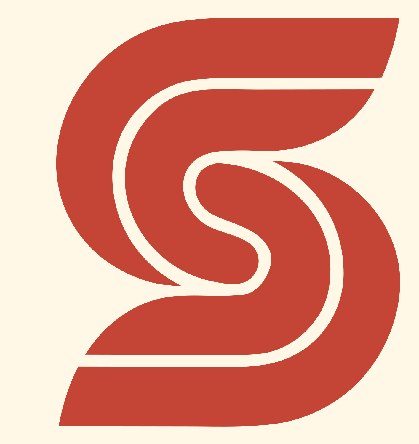 Letter S Croissant Logo #fff8e7/#c44536