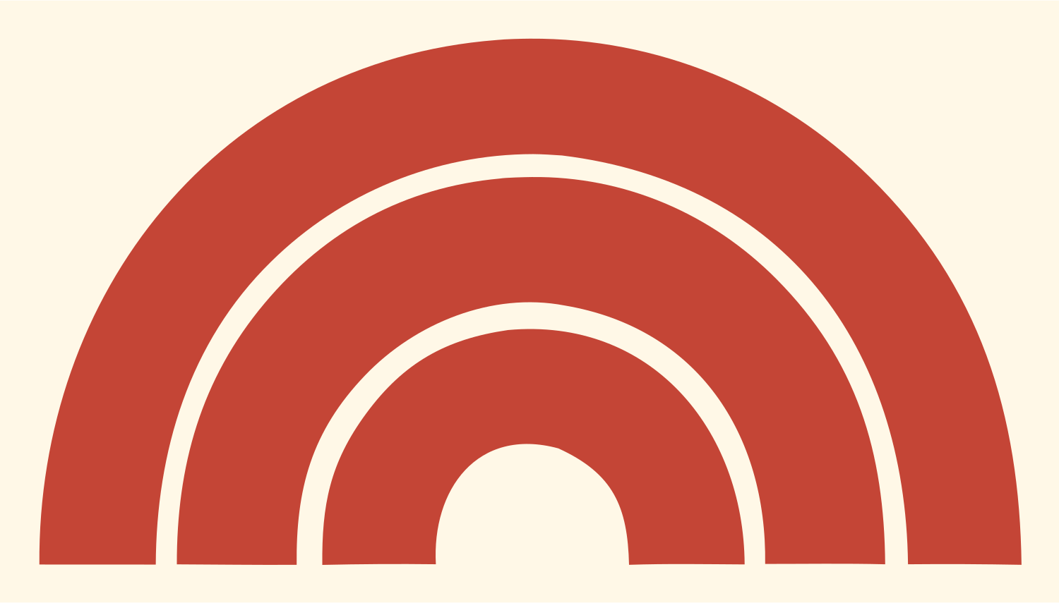 Croissant Arc Trio Logo #fff8e7/#c44536