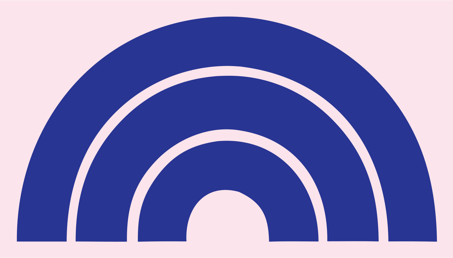 Croissant Arc Trio Logo #fce4ec/#283593