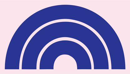 Croissant Arc Trio Logo #fce4ec/#283593