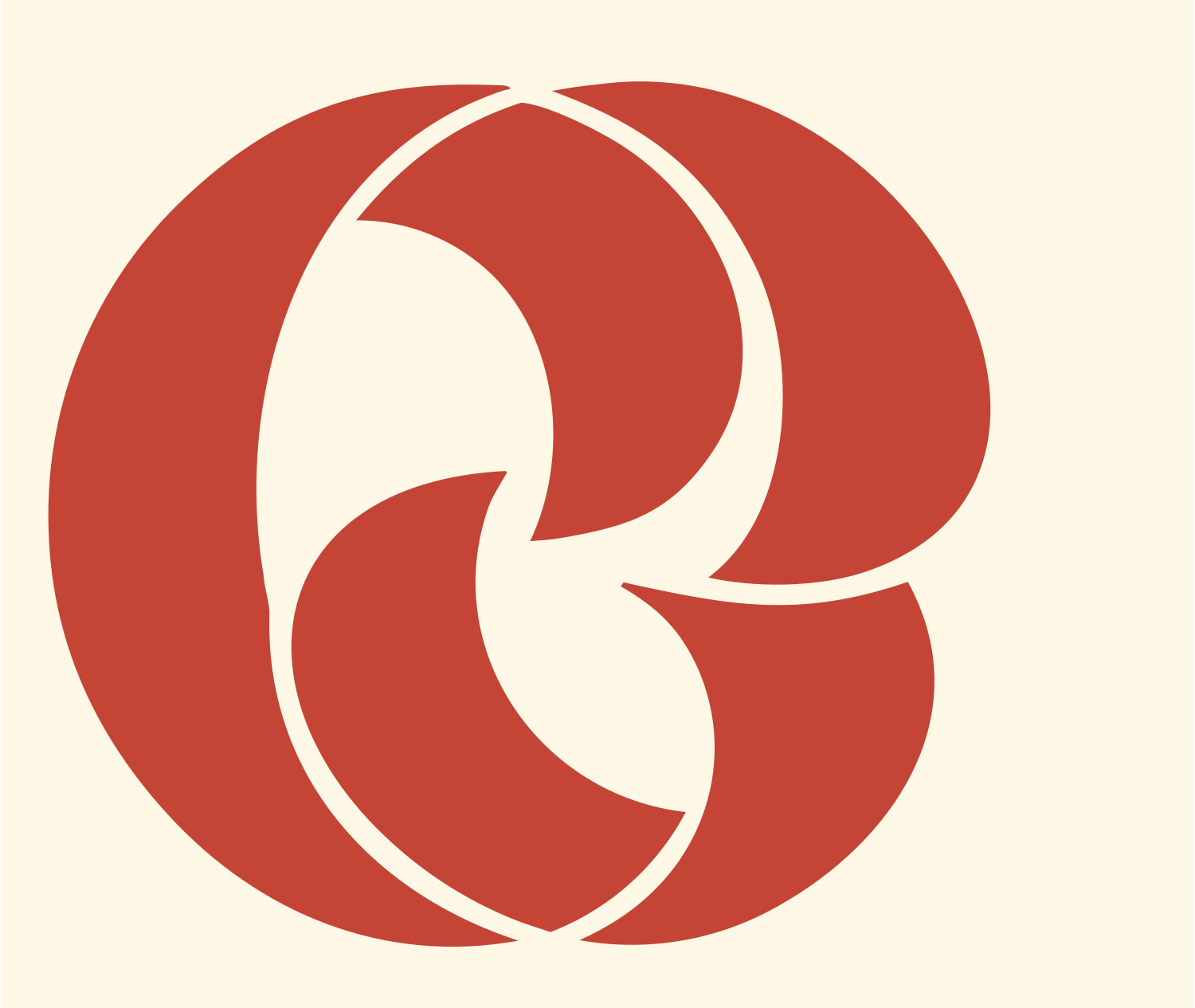 Interlocking Ring Bagel Logo #fff8e7/#c44536
