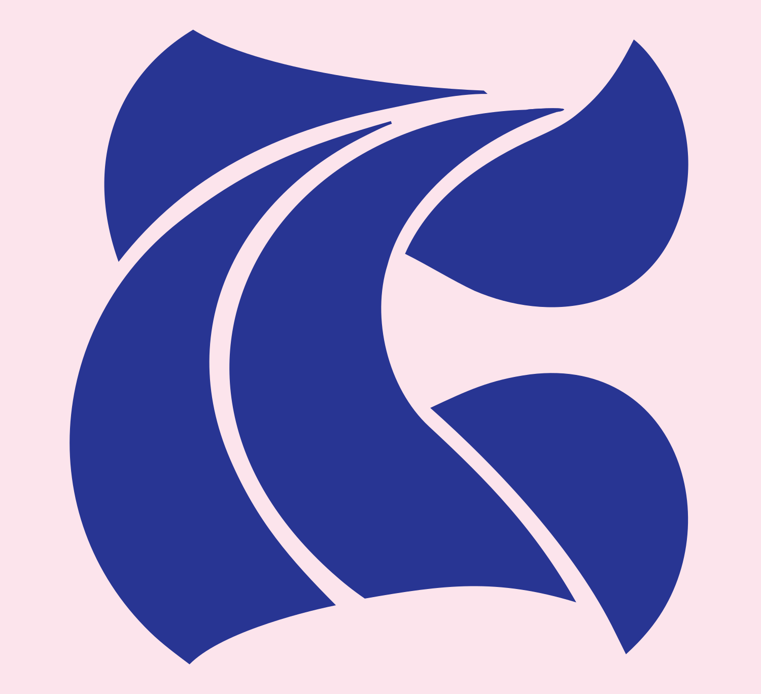 Abstract Wave Bagel Logo #fce4ec/#283593