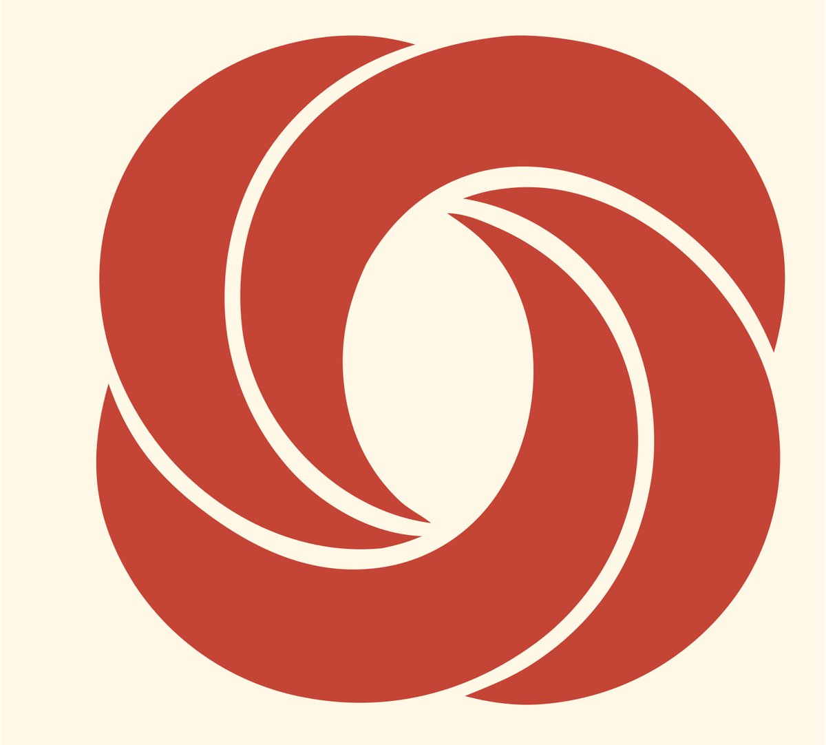 Rotating Knot Bagel Logo #fff8e7/#c44536