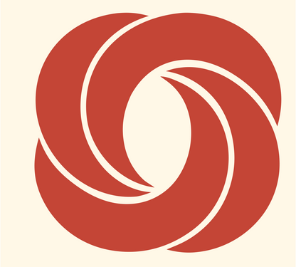 Rotating Knot Bagel Logo #fff8e7/#c44536