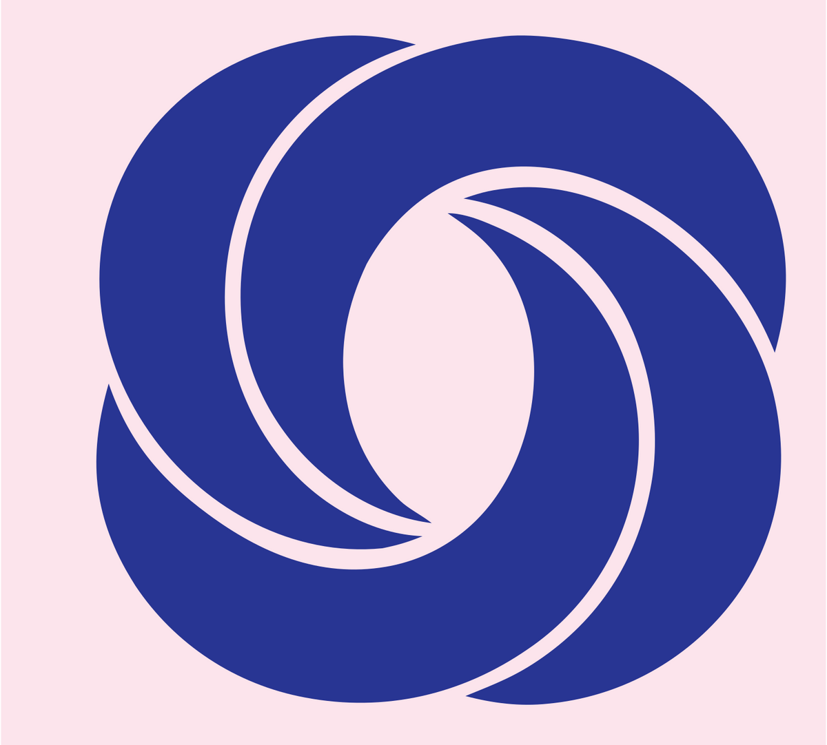 Rotating Knot Bagel Logo #fce4ec/#283593