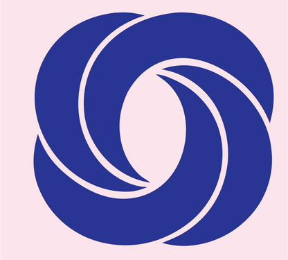 Rotating Knot Bagel Logo #fce4ec/#283593