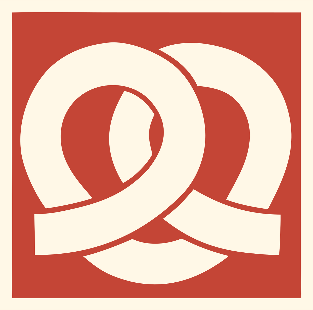 Pretzel Negative Space Logo Set #fff8e7/#c44536