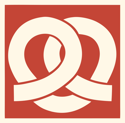 Pretzel Negative Space Logo Set #fff8e7/#c44536