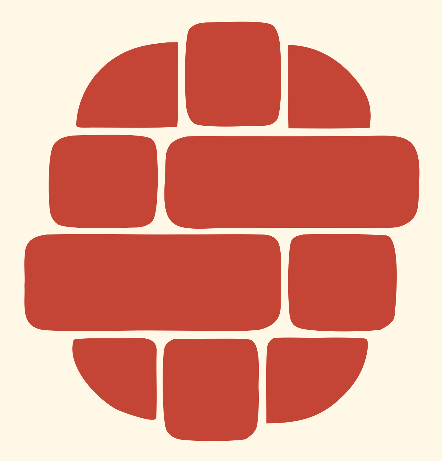 Brick Pattern Sushi Roll Logo #fff8e7/#c44536