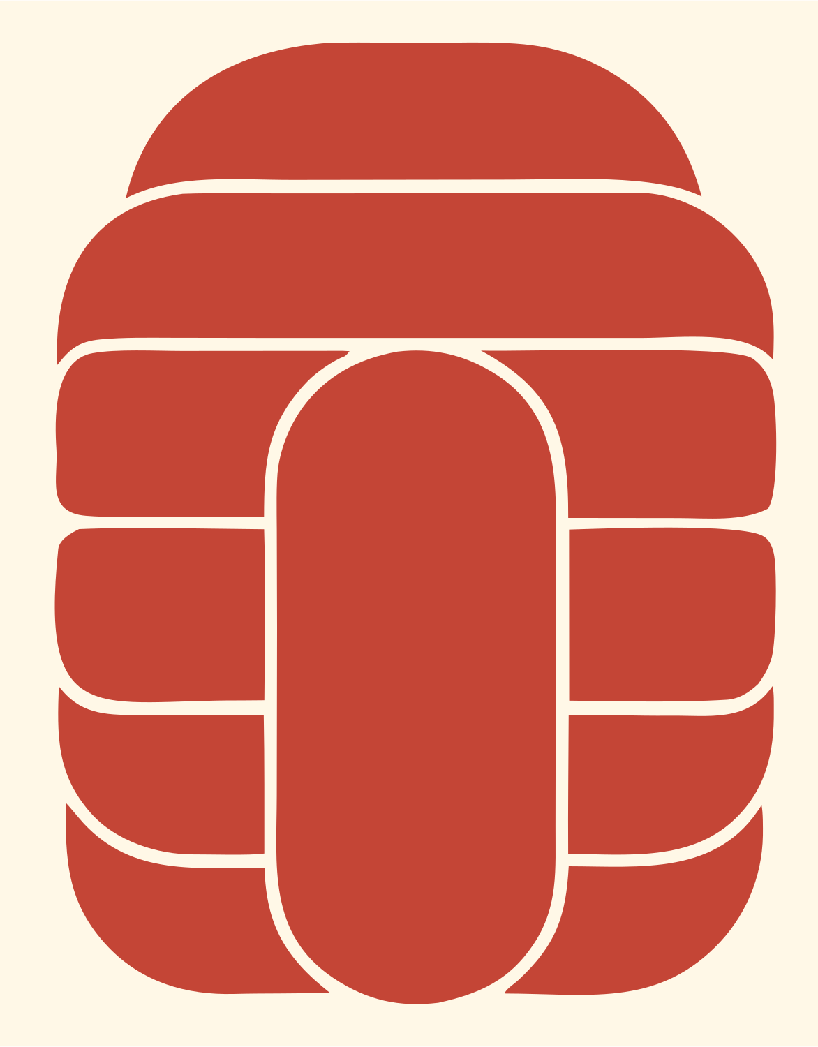 Woven Grid Sushi Logo #fff8e7/#c44536