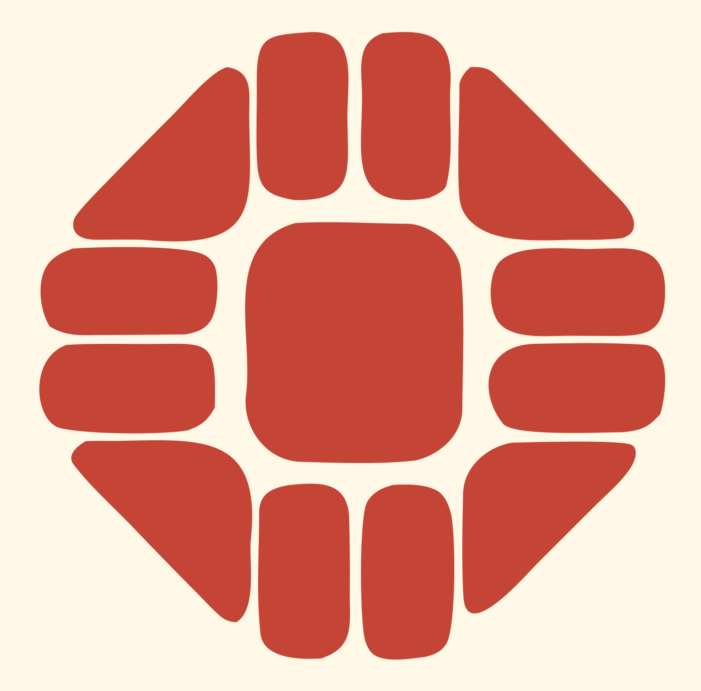 Segmented Circle Sushi Logo #fff8e7/#c44536