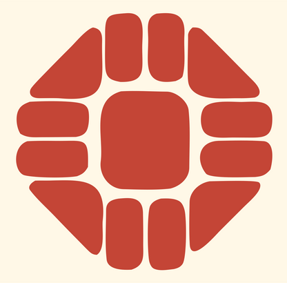 Segmented Circle Sushi Logo #fff8e7/#c44536