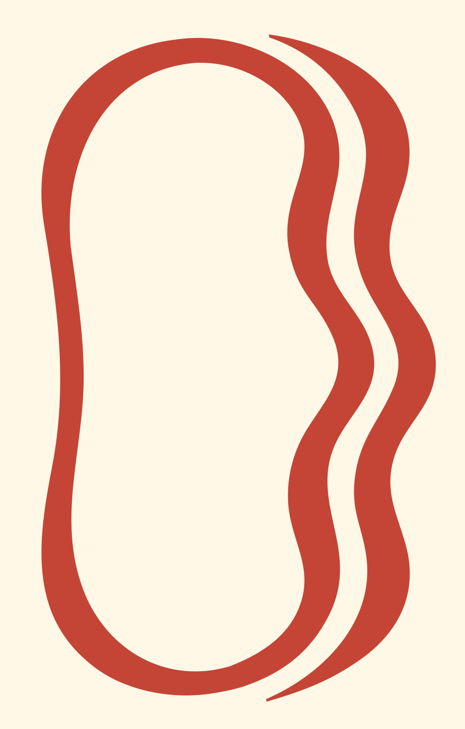Wavy Bean Shape Logo #fff8e7/#c44536
