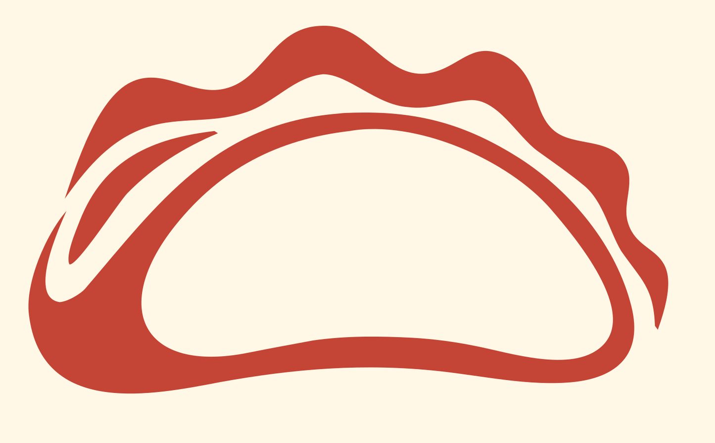 Hand-Drawn Taco Silhouette Logo #fff8e7/#c44536