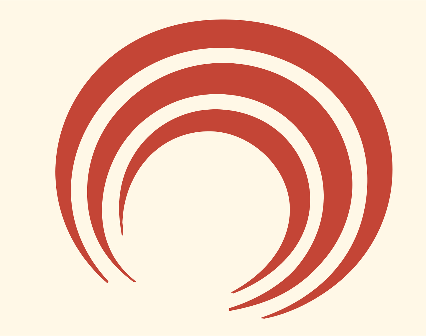 Concentric Arcs Taco Logo #fff8e7/#c44536