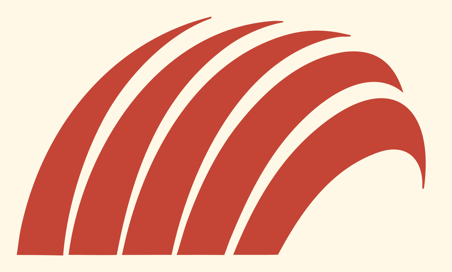 Sweeping Arch Stripes Logo #fff8e7/#c44536