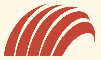 Sweeping Arch Stripes Logo #fff8e7/#c44536