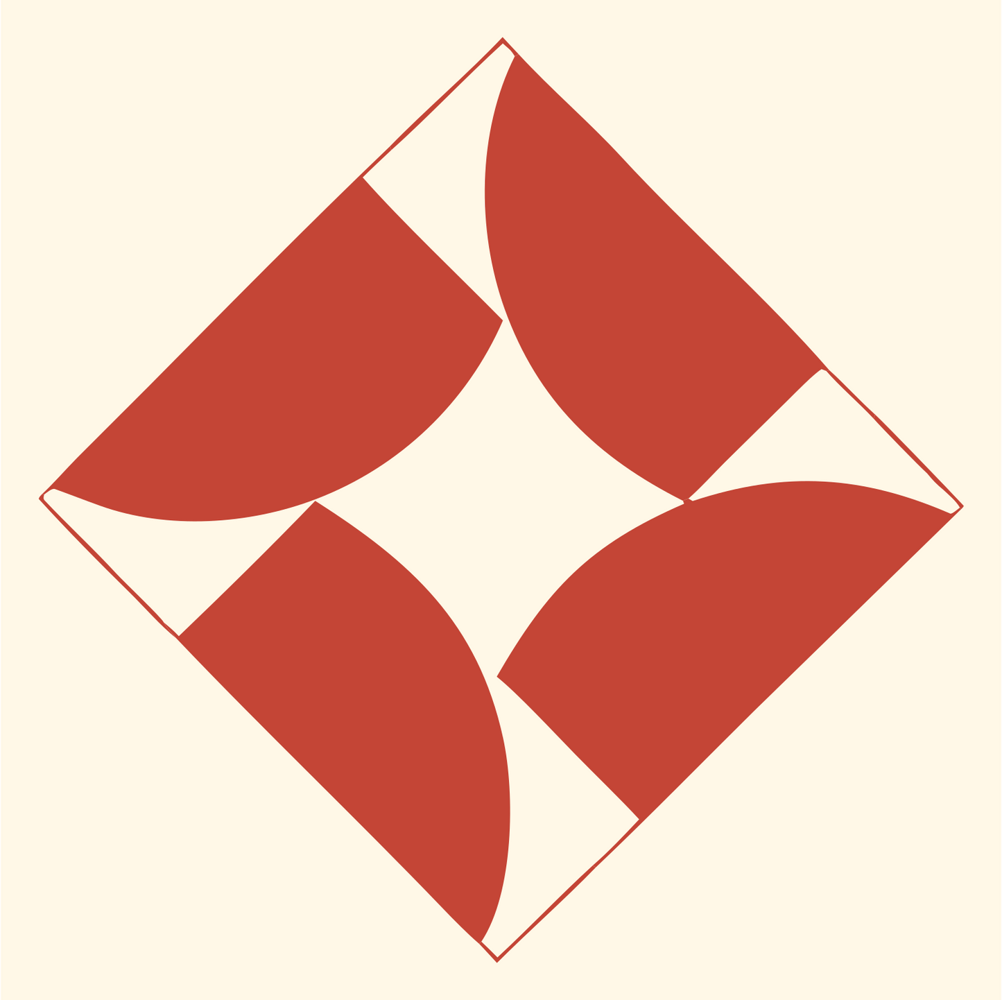Four Crescents Diamond Logo #fff8e7/#c44536