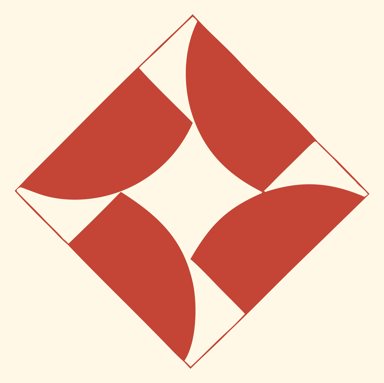 Four Crescents Diamond Logo #fff8e7/#c44536