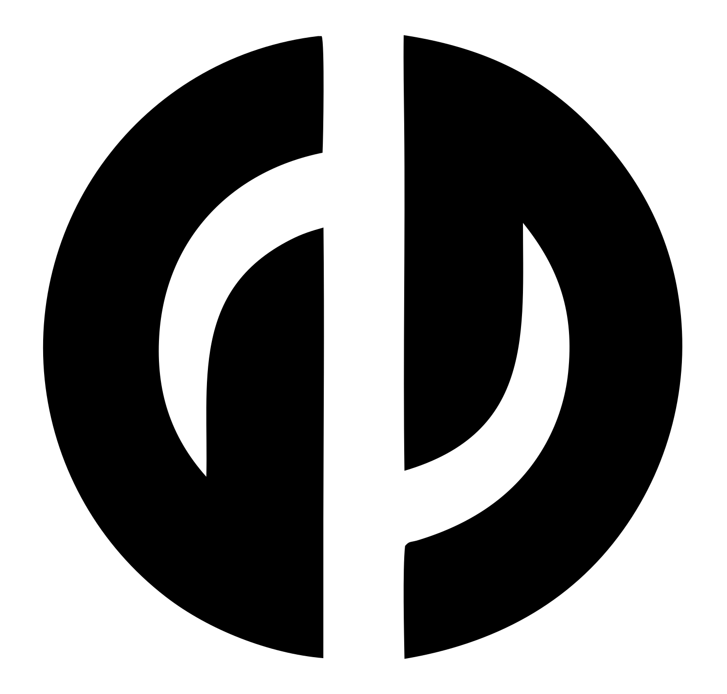 Split Circle Hockey Stick Logo #ffffff/#000000