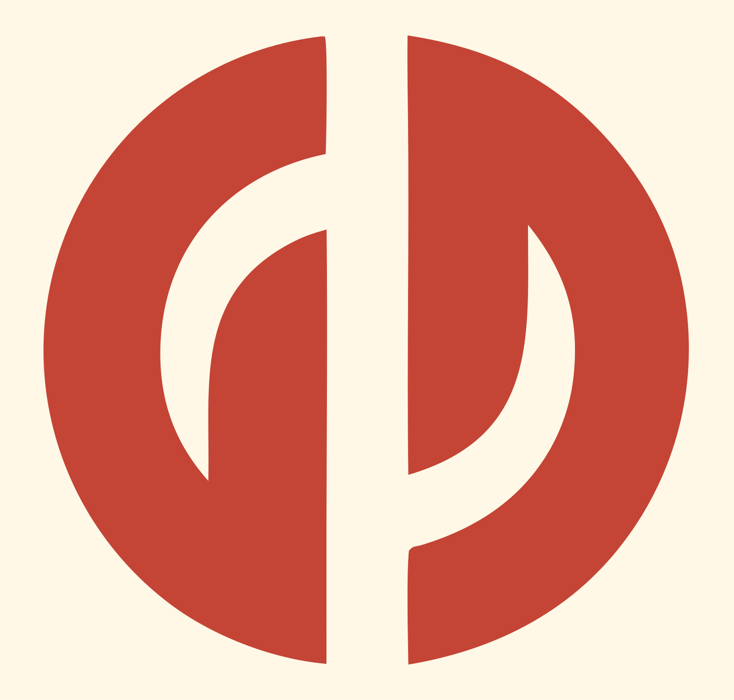 Split Circle Hockey Stick Logo #fff8e7/#c44536