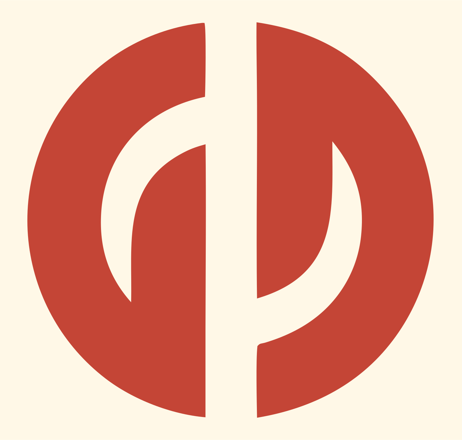 Split Circle Hockey Stick Logo #fff8e7/#c44536