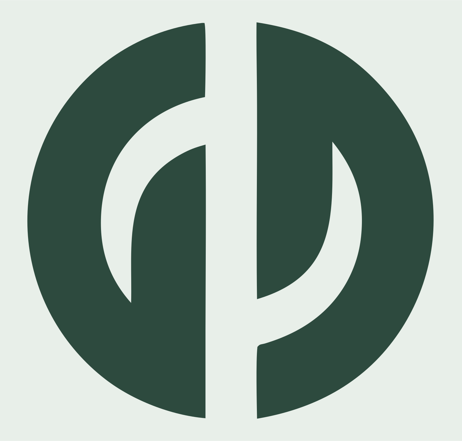 Split Circle Hockey Stick Logo #e8efe9/#2d4a3e