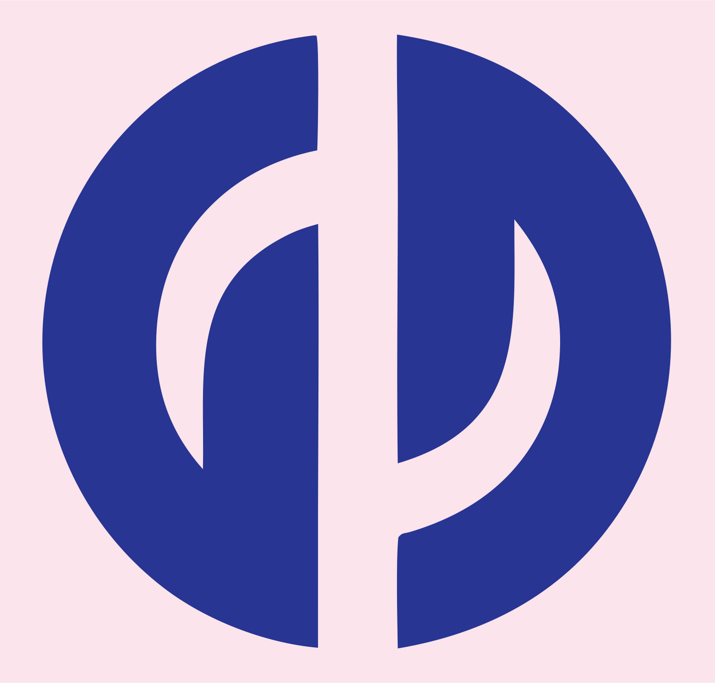 Split Circle Hockey Stick Logo #fce4ec/#283593