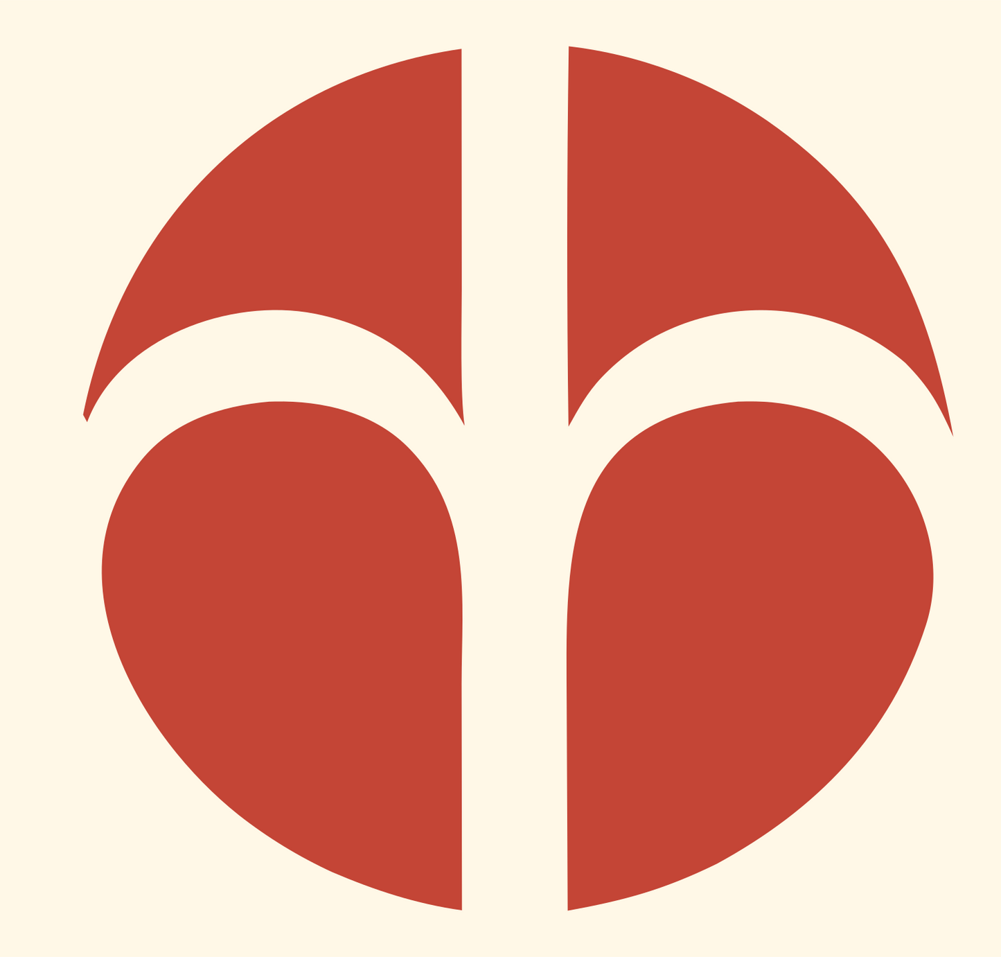 Split Circle Tree Logo #fff8e7/#c44536
