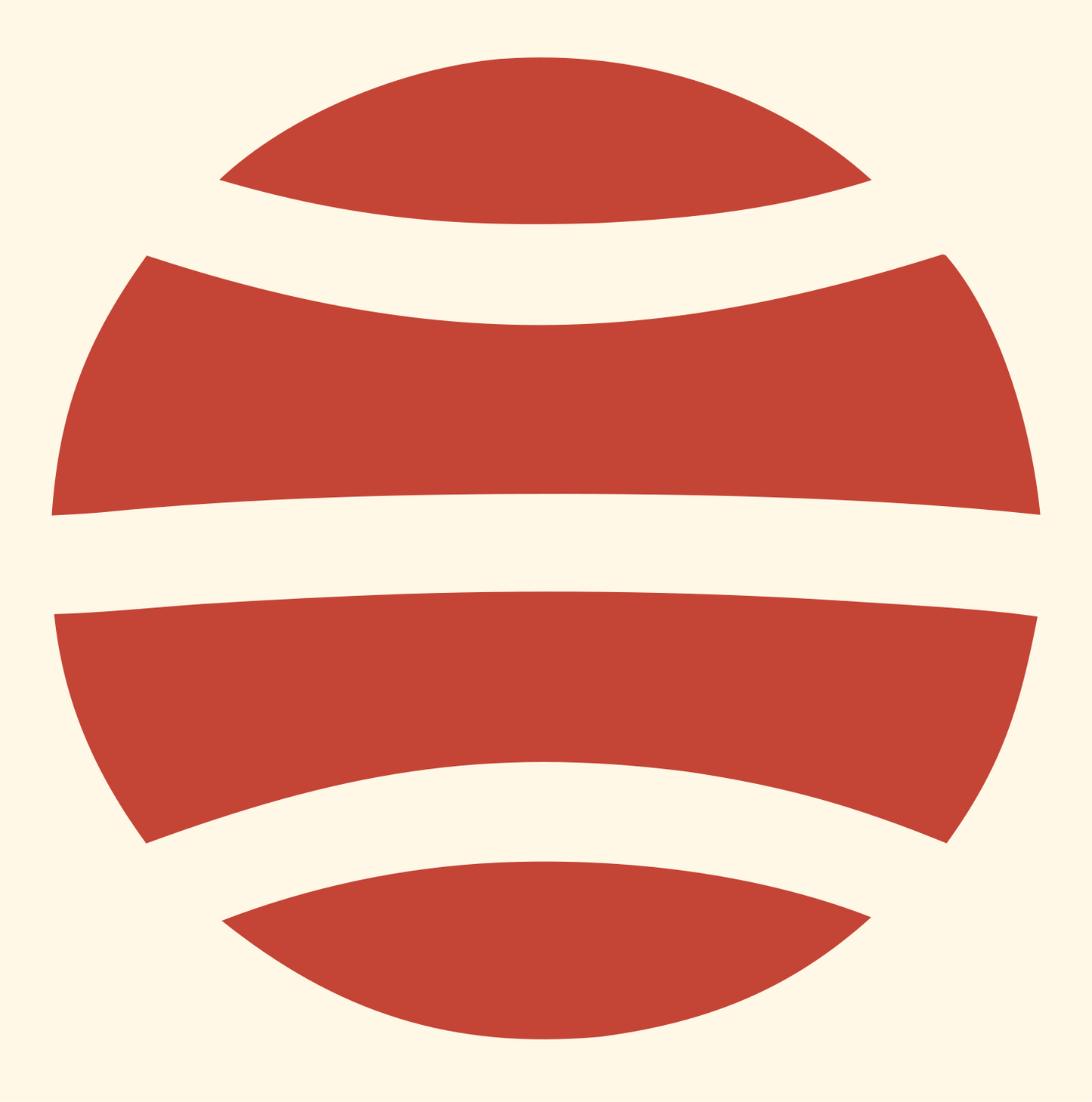 Horizontal Band Sphere Logo #fff8e7/#c44536