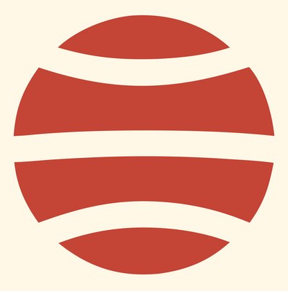 Horizontal Band Sphere Logo #fff8e7/#c44536