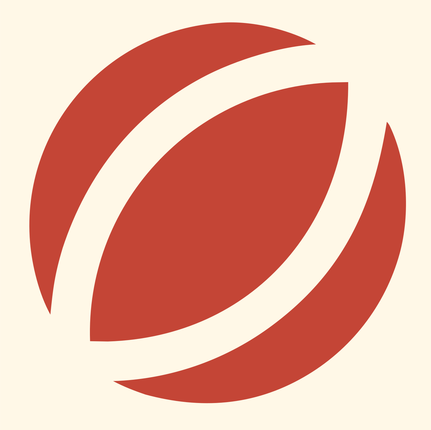 Curved Seam Golf Ball Logo #fff8e7/#c44536