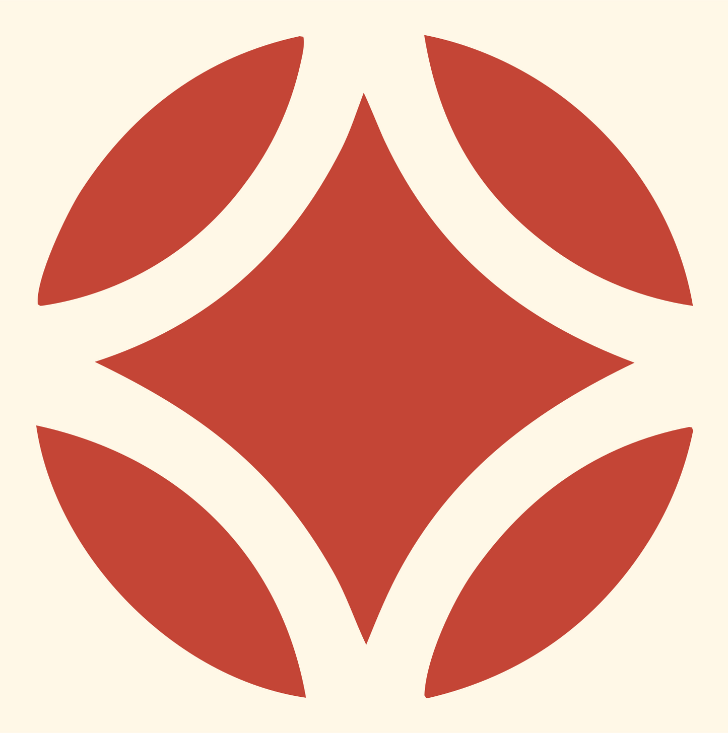 Four Petal Golf Ball Logo #fff8e7/#c44536