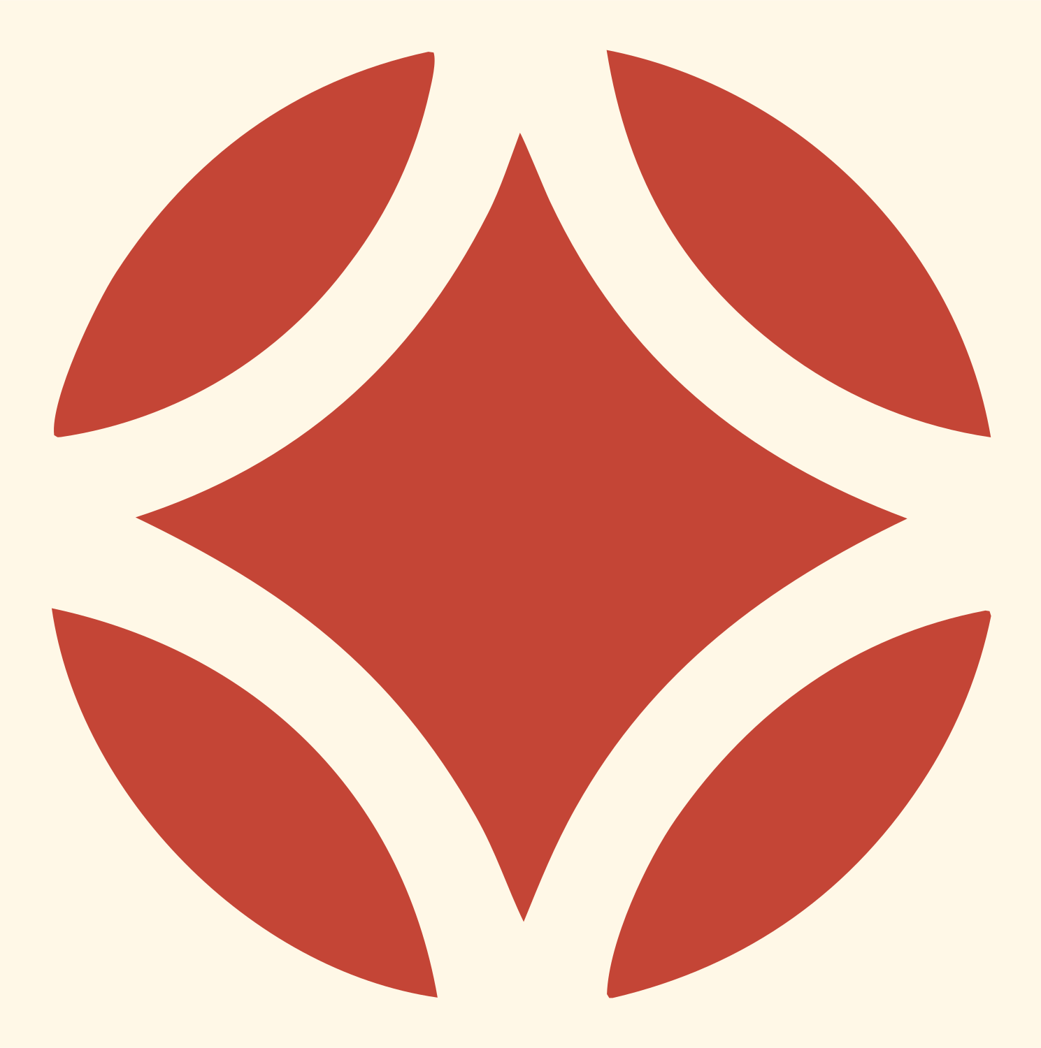 Four Petal Golf Ball Logo #fff8e7/#c44536