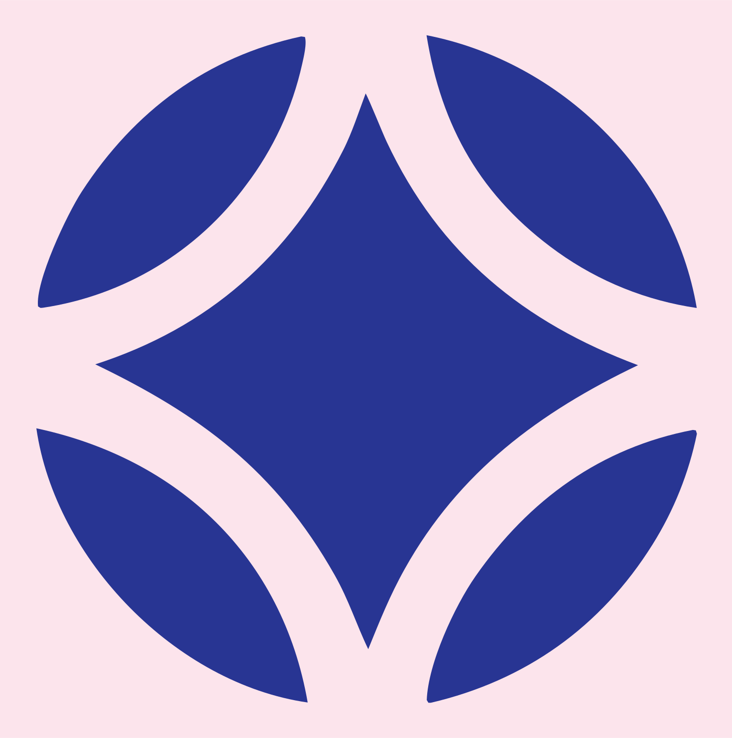 Four Petal Golf Ball Logo #fce4ec/#283593