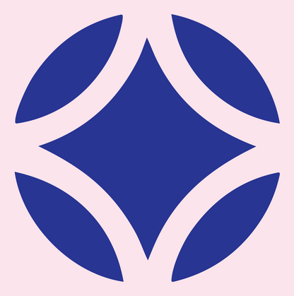 Four Petal Golf Ball Logo #fce4ec/#283593