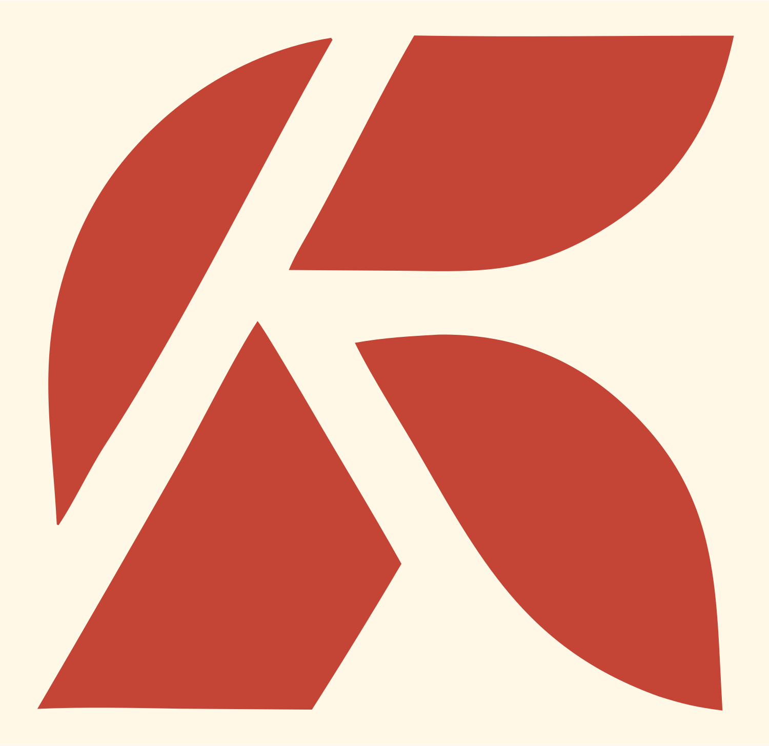 Letter K Golf Ball Logo #fff8e7/#c44536