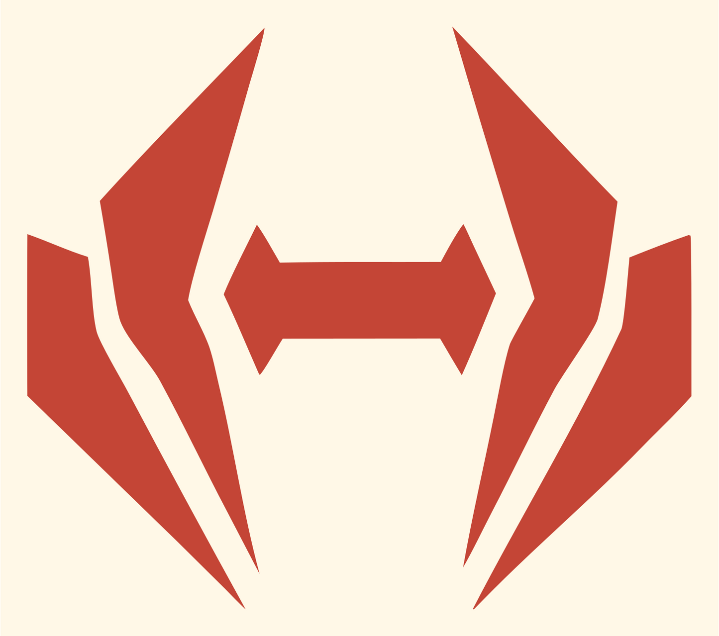 Winged Bracket Dumbbell Logo #fff8e7/#c44536