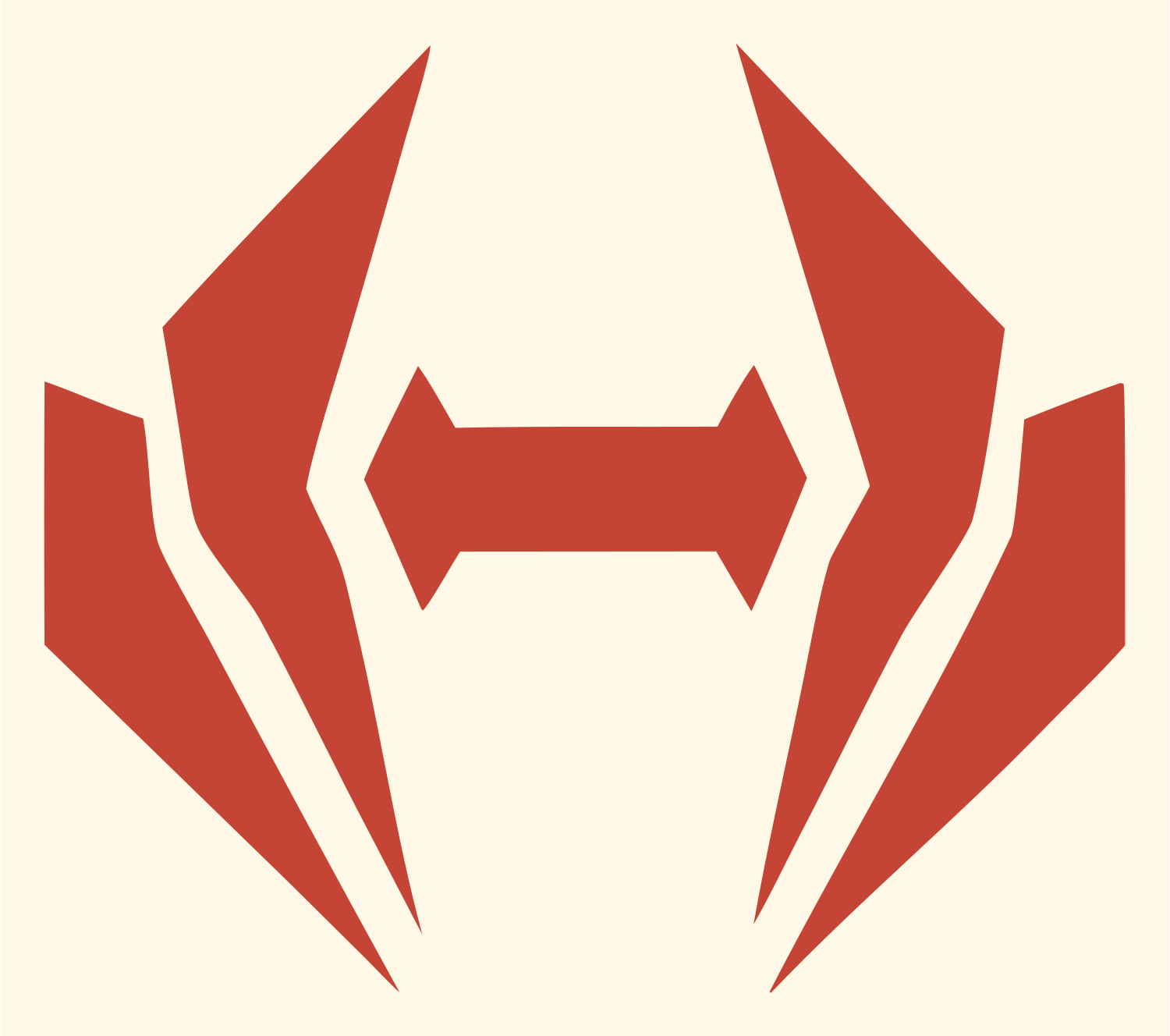 Winged Bracket Dumbbell Logo #fff8e7/#c44536