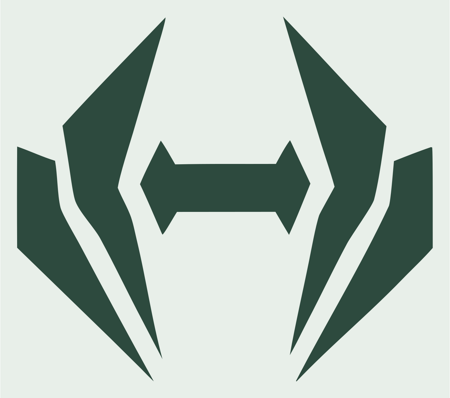 Winged Bracket Dumbbell Logo #e8efe9/#2d4a3e