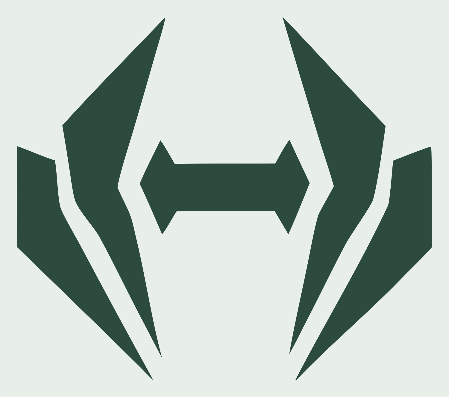 Winged Bracket Dumbbell Logo #e8efe9/#2d4a3e