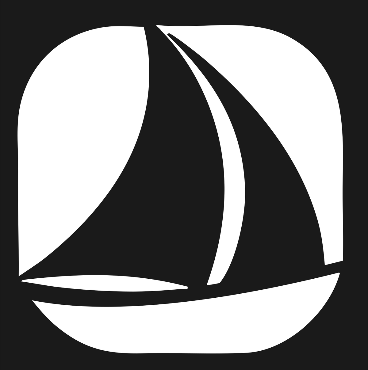 Negative Space Sailboat Logo #1a1a1a/#ffffff