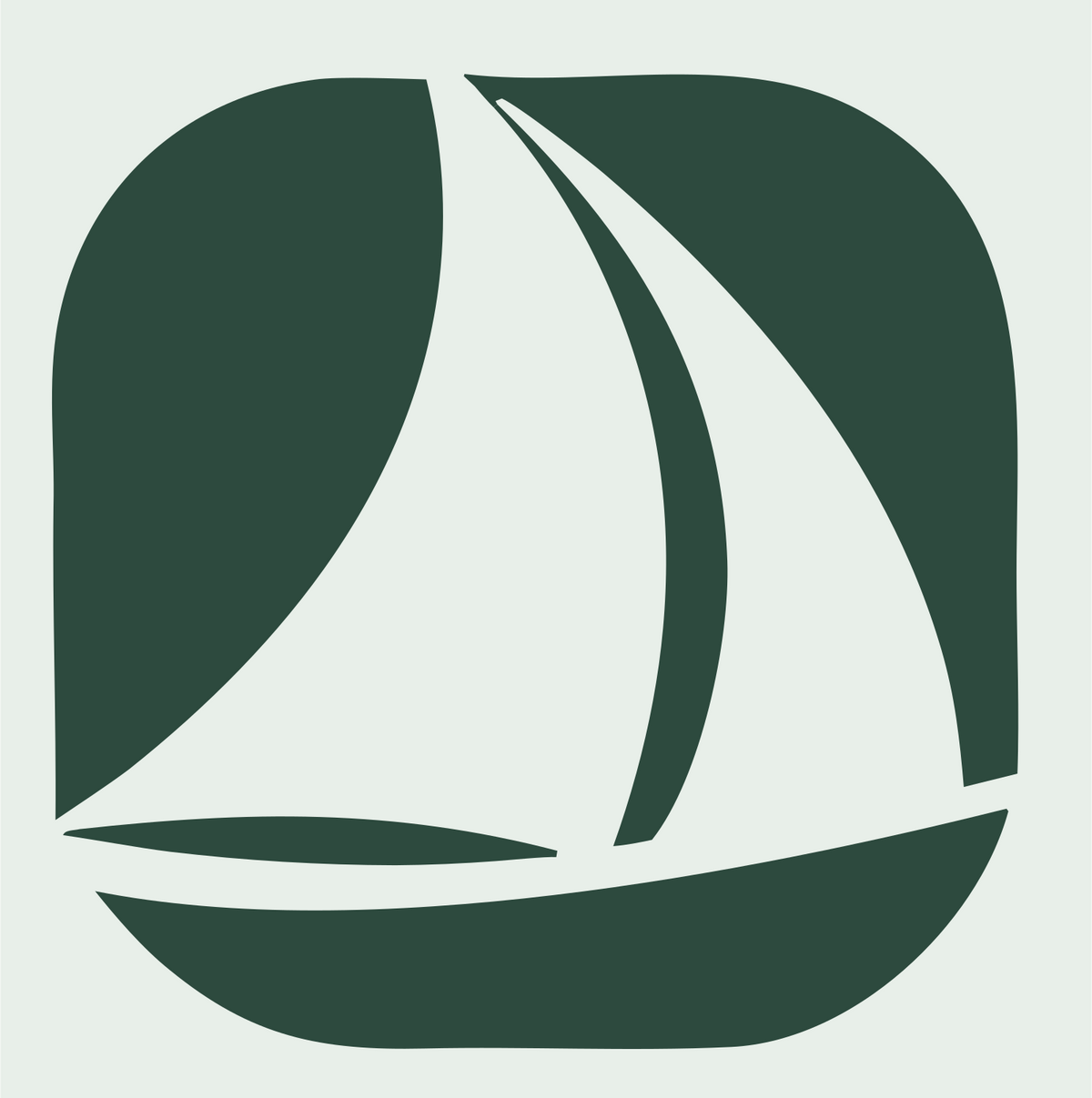 Negative Space Sailboat Logo #e8efe9/#2d4a3e