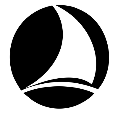 Sailboat Circle Emblem Logo #ffffff/#000000